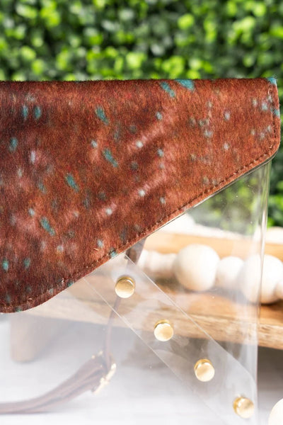IN THE CLEAR TANNER COW ENVELOPE CLUTCH