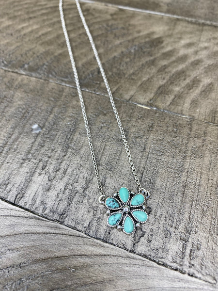 Turquoise petite floral necklace #62