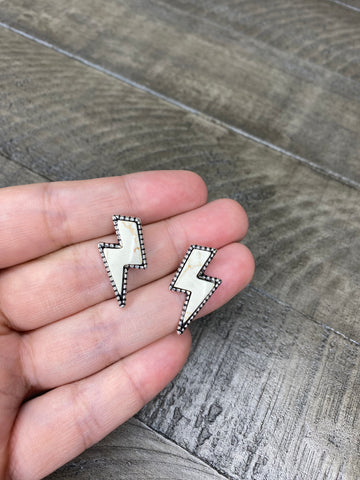 White lightning stud earrings #63