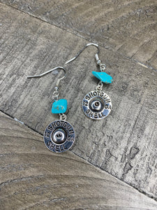 Shotgun shell turquoise earrings #53