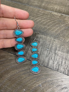 5 tier Turquoise rock dangle earrings #57