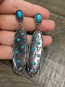 Turquoise skull ridge earrings #58