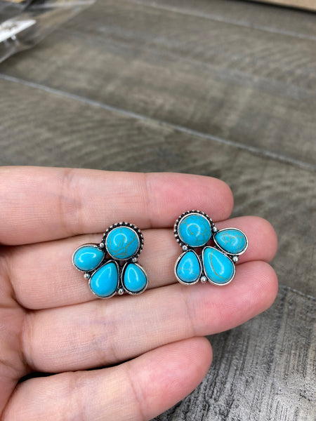 Turquoise stud earrings #76