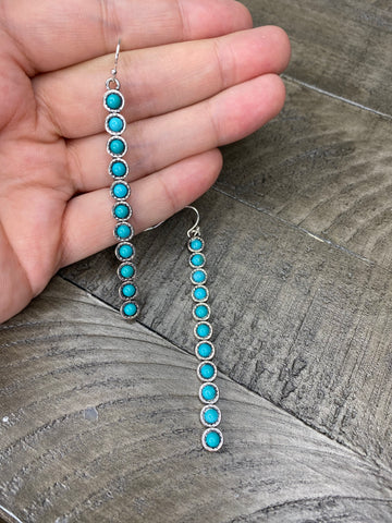 Turquoise circle dangle earrings #65